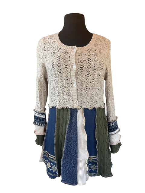 Size Large Patchwork Sweater Cardigan image 1