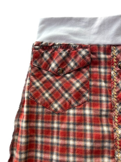 Upcycled Plaid Snoopy T-Shirt Skirt with a Pocket image 5