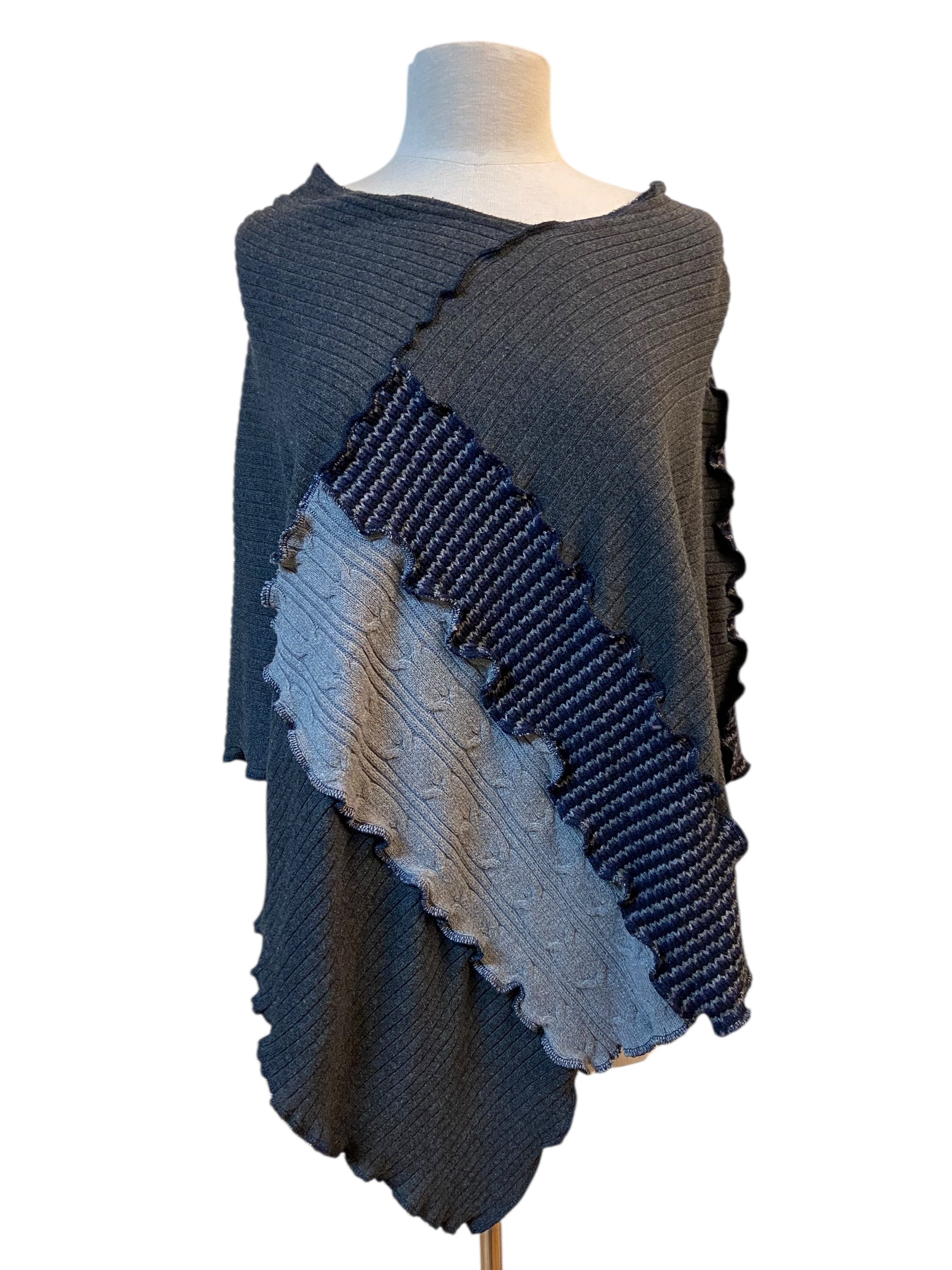 Navy Blue and Gray Poncho image 1