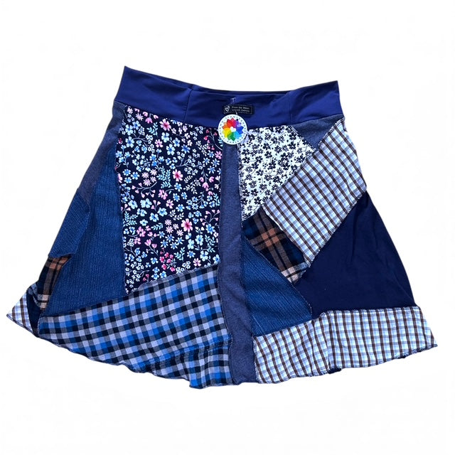 Size Large Blue Patchwork Skirt image 1