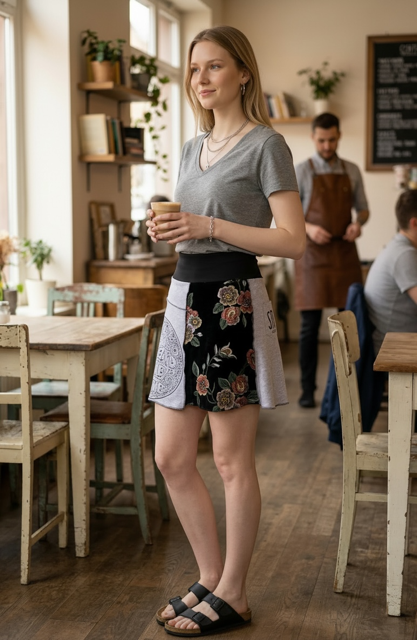 Size Medium Upcycled T-Shirt Skirt image 0