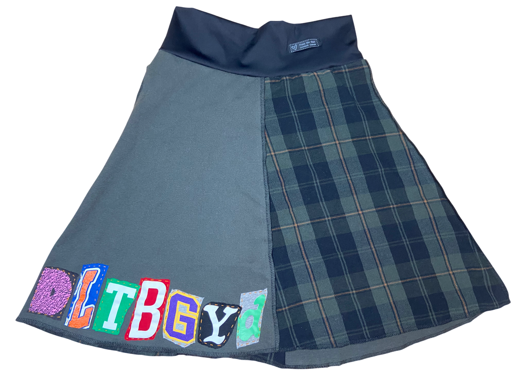 Upcycled Carhartt & Flannel Skirt – “DLTBGYD” – Size Small image 1