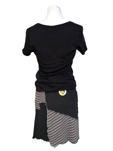 Gray Patchwork Upcycled Skirt - Small Size image 6