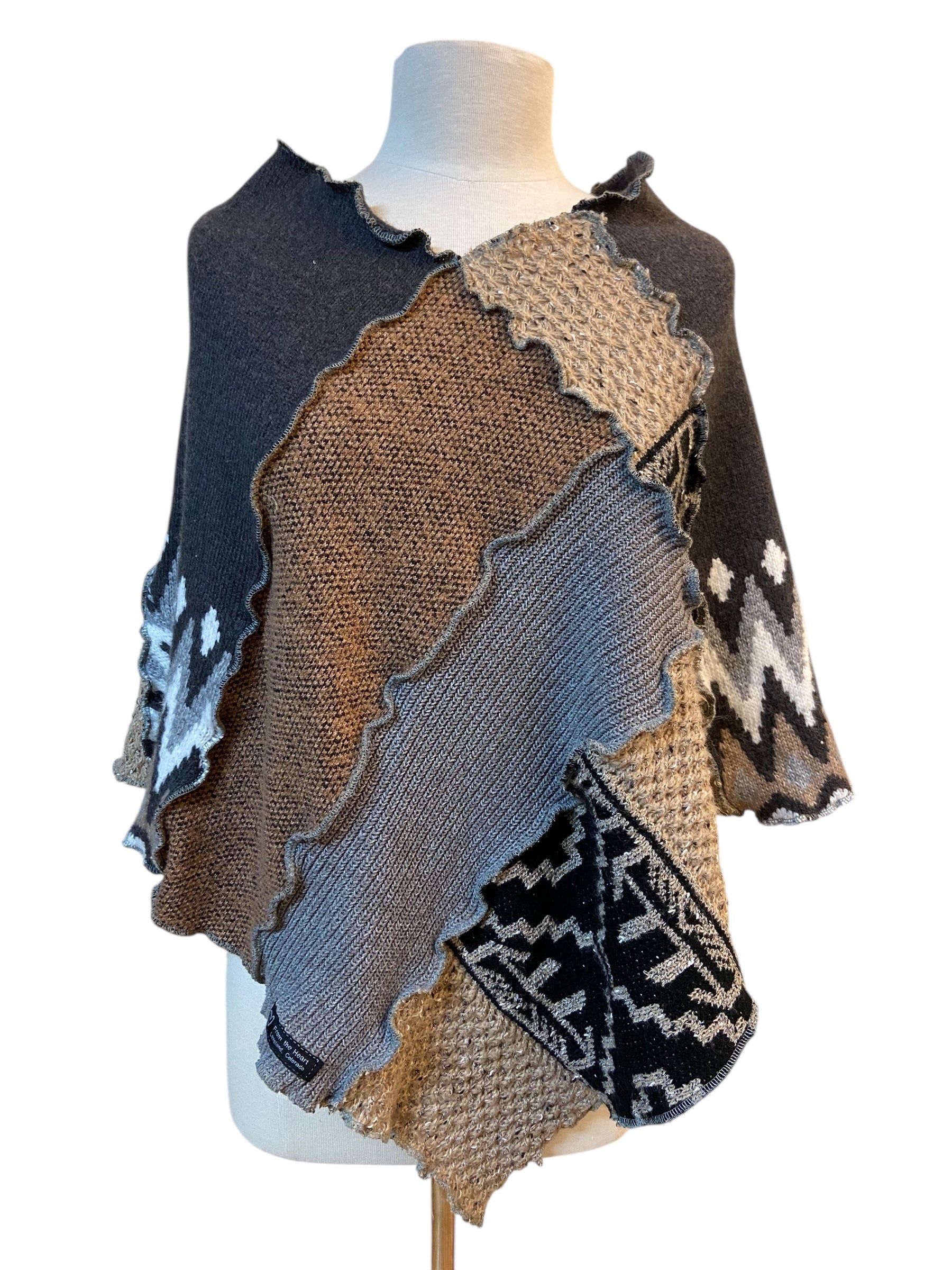 One Size Earth Tone Poncho image 1