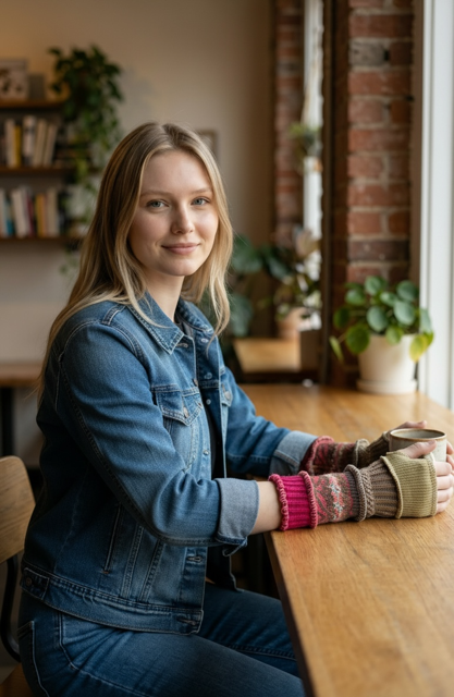 Arm Warmers in Pinks and Greens image 2