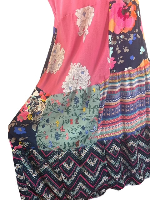 Size Large Patchwork V-Neck Dress image 4