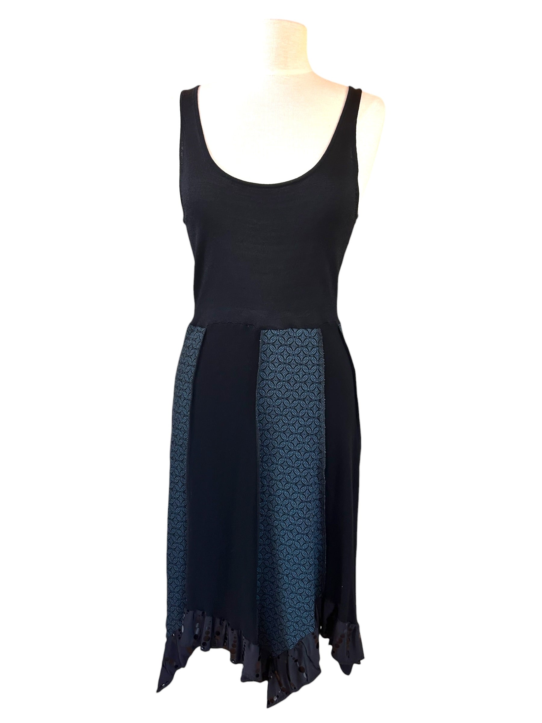 Size small black and teal tank dress image 5
