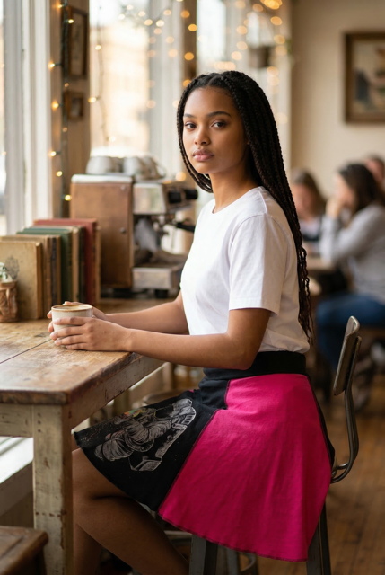 Size X-large Pink and Black T-shirt Skirt with a Pocket image 9