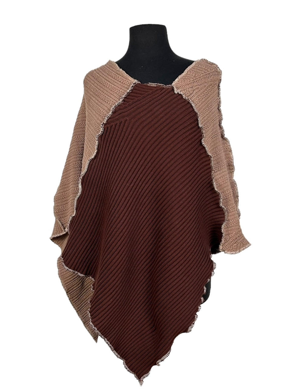 Eco-Friendly Brown Upcycled Poncho for Women image 4