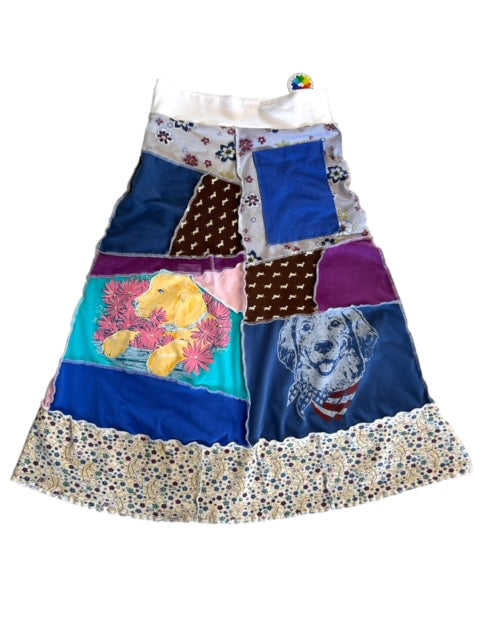 Small Upcycled Patchwork Skirt - Puppy Theme image 0