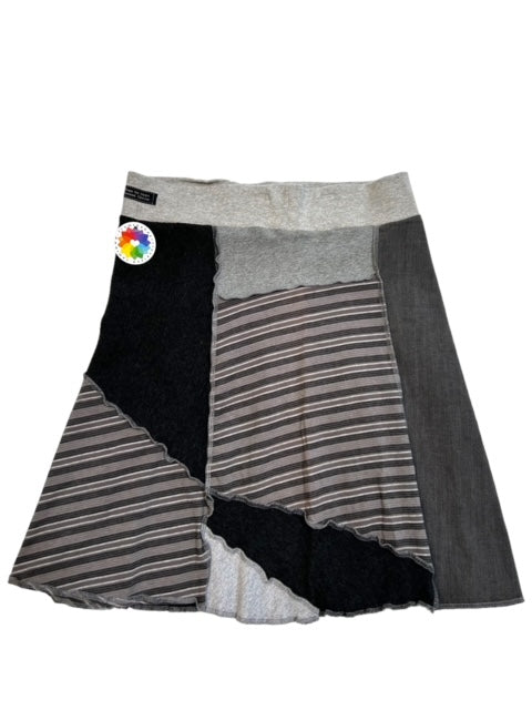 Gray Patchwork Upcycled Skirt - Small Size image 10