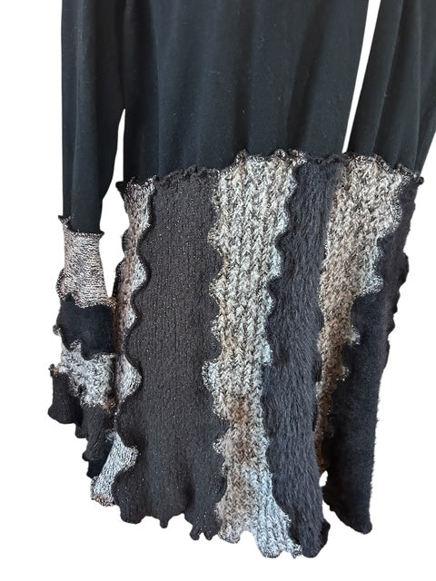 Size Large Black and Gray Patchwork Cardigan image 2