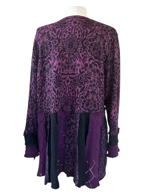 Size Large Purple and Black Patchwork Cardigan image 5