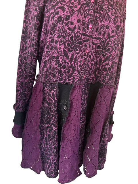 Size Large Purple and Black Patchwork Cardigan image 4